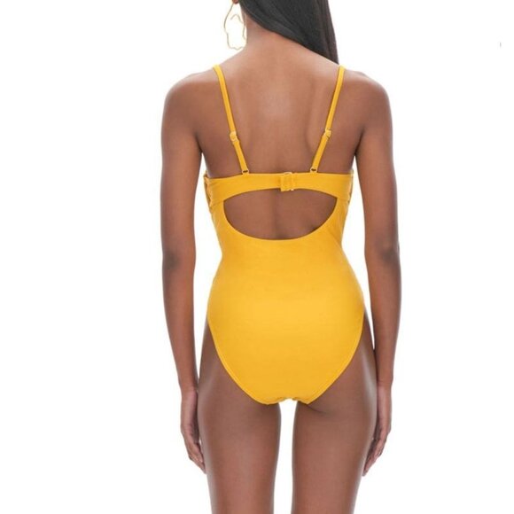 NWT Andrea Iyamah Tiaca One Piece Swimsuit In Marigold Yellow Cutout Size‎ S - Picture 4 of 12